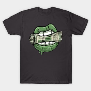 Lips bite dollar bill T-Shirt